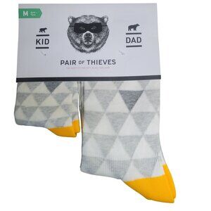 Pair Of Thieves M 4yrs 7yrs Kid Dad Matching Socks Yellow Gray Triangle Pattern
